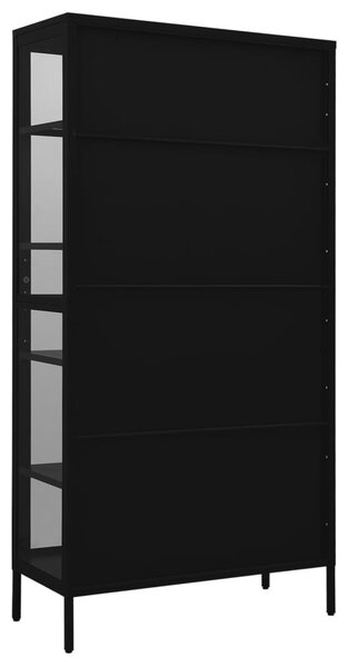 Fekete acél és edzett üveg vitrin 90 x 40 x 180 cm