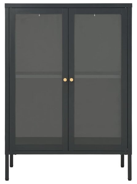 Antracitszürke acél és üveg tálalószekrény 75 x 35 x 105 cm