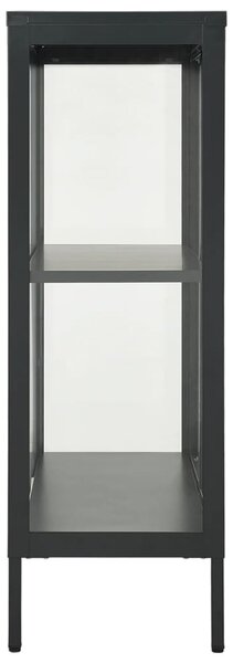 Antracitszürke acél és üveg tálalószekrény 75 x 35 x 105 cm