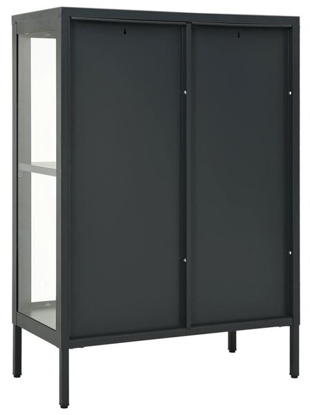 Antracitszürke acél és üveg tálalószekrény 75 x 35 x 105 cm