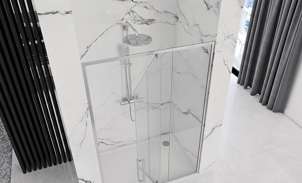 Rea Rapid Swing, 1 szárnyú zuhanyajtó 120 x 195 cm, 6 mm-es átlátszó üveg, króm profil, REA-K5456