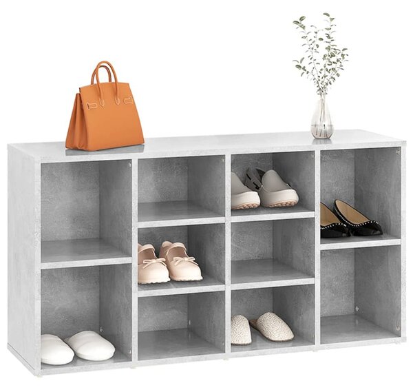 Betonszürke szerelt fa cipőtároló pad 103 x 30 x 55 cm