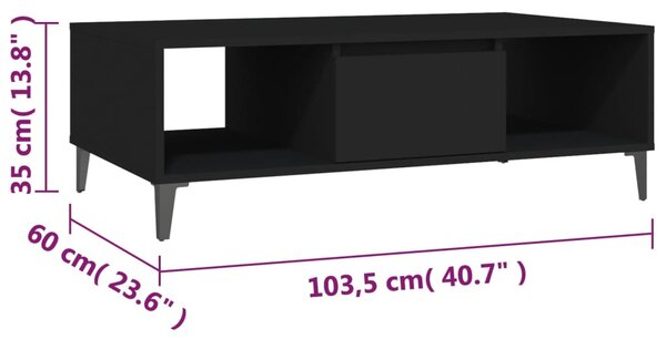 Fekete szerelt fa dohányzóasztal 103,5 x 60 x 35 cm
