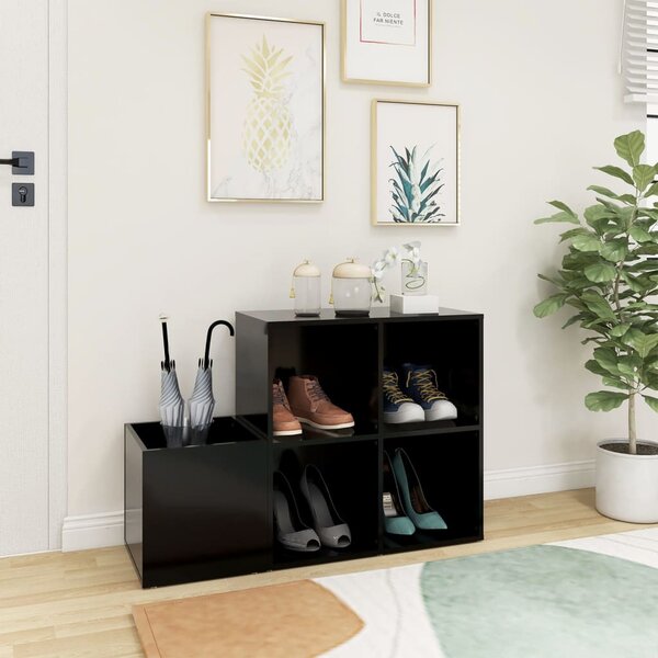 Fekete szerelt fa előszobai cipősszekrény 105 x 35,5 x 70 cm