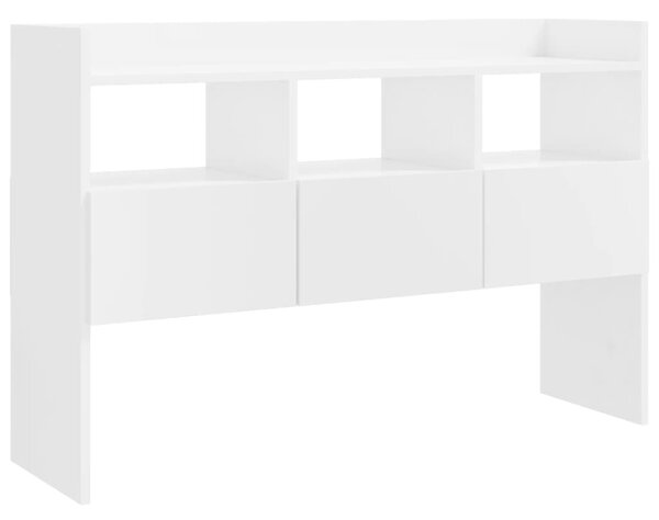 Magasfényű fehér szerelt fa tálalószekrény 105 x 30 x 70 cm