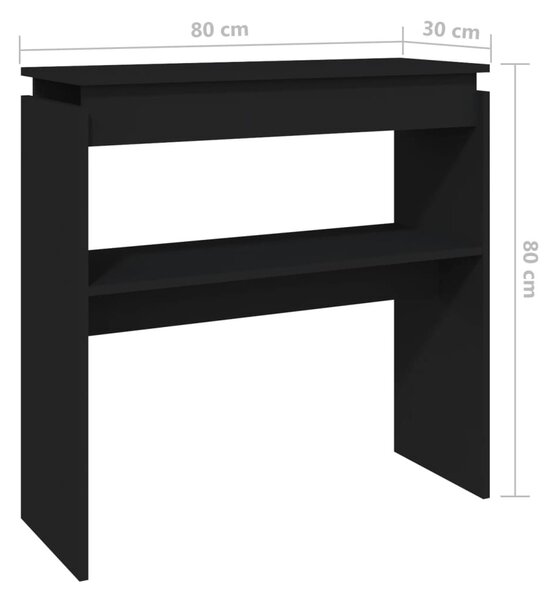 Fekete szerelt fa tálalóasztal 80 x 30 x 80 cm