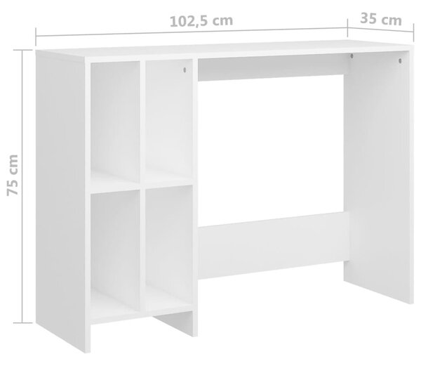 Fehér szerelt fa laptopasztal 102,5 x 35 x 75 cm