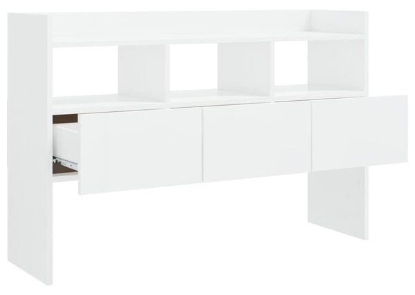 Magasfényű fehér szerelt fa tálalószekrény 105 x 30 x 70 cm