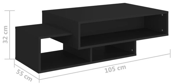 Fekete szerelt fa dohányzóasztal 105 x 55 x 32 cm