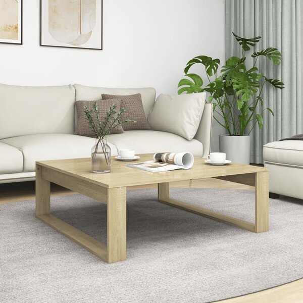 Sonoma tölgy színű szerelt fa dohányzóasztal 100 x 100 x 35 cm