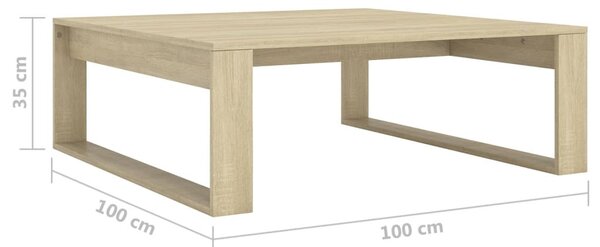 Sonoma tölgy színű szerelt fa dohányzóasztal 100 x 100 x 35 cm