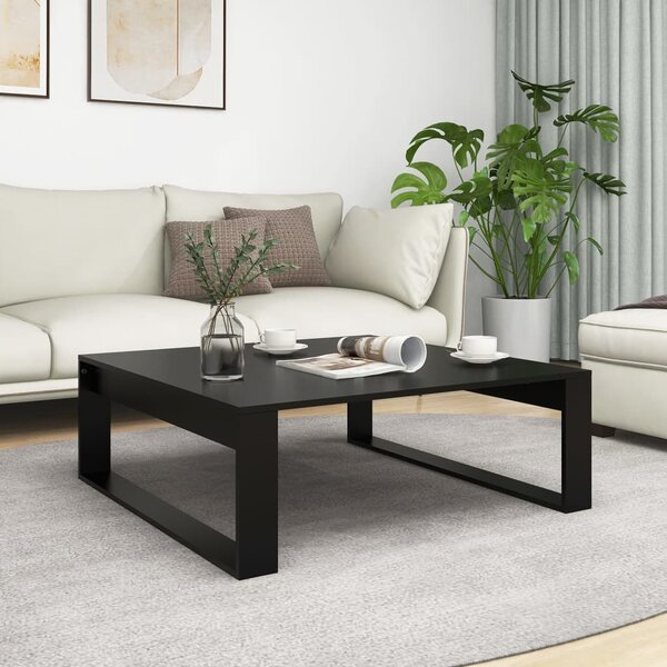 Fekete szerelt fa dohányzóasztal 100 x 100 x 35 cm