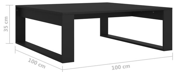 Fekete szerelt fa dohányzóasztal 100 x 100 x 35 cm