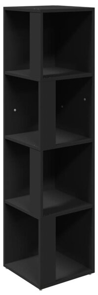 Fekete szerelt fa sarokszekrény 33 x 33 x 132 cm