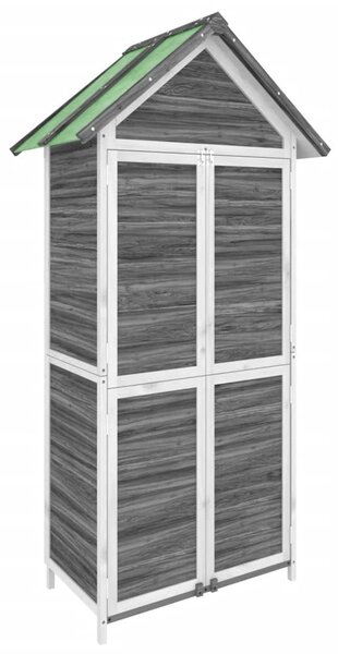 Szürke tömör fenyőfa kerti szerszámtároló 89 x 52,5 x 175 cm