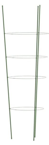 5 db zöld acél kerti növénytámasz 4 gyűrűvel 90 cm