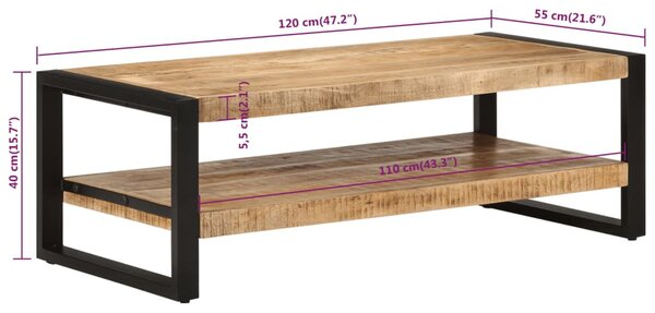 Tömör mangófa dohányzóasztal 120 x 55 x 40 cm
