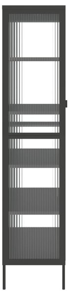 Fekete üveg és acél magasszekrény 85 x 40 x 180 cm