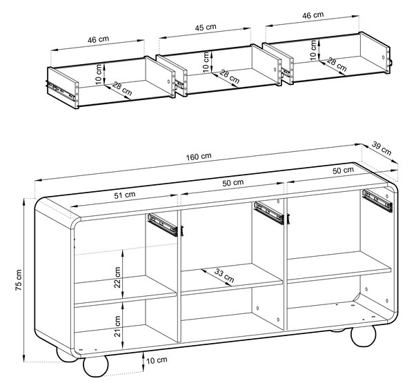 ALBION K160 komód - kasmír