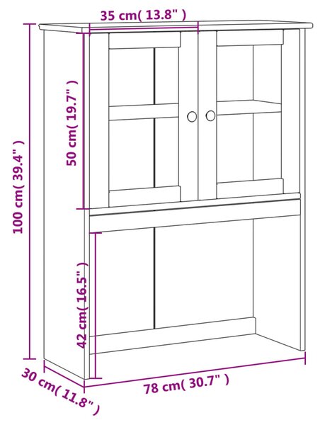 VIGO tömör fenyőfa komód felső 78x30x100 cm