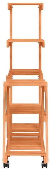 Tömör fenyőfa virágtartó állvány kerekekkel 95 x 25 x 101 cm