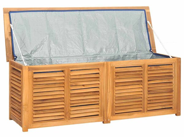 VidaXL tömör tíkfa kerti tárolóláda zsákkal 150 x 50 x 55 cm