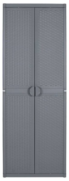 Szürke PP rattan kerti tárolószekrény 65 x 45 x 172 cm