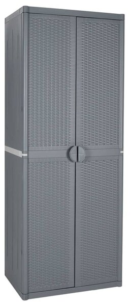 Szürke PP rattan kerti tárolószekrény 65 x 45 x 172 cm