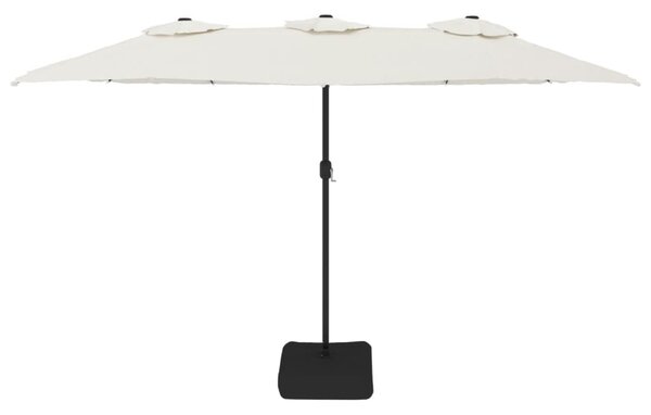 Homokfehér dupla tetős napernyő LED-ekkel 449x265 cm
