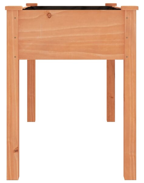 Barna tömör fenyőfa kerti ültetőláda béléssel 118 x 59 x 76 cm