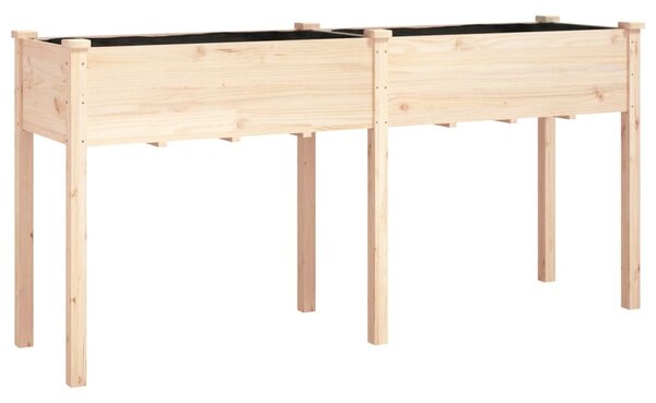 Tömör fenyőfa kerti ültetőláda béléssel 161 x 45 x 76 cm