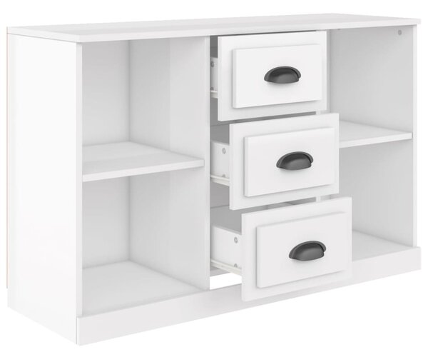 Magasfényű fehér szerelt fa tálalószekrény 104,5x35,5x67,5 cm