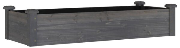 Szürke tömör fenyőfa kerti magaságyás béléssel 120x45x25 cm