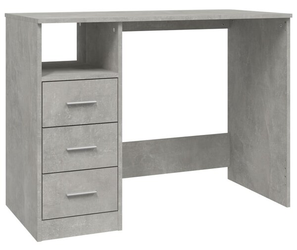 Betonszürke szerelt fa íróasztal fiókokkal 102x50x76 cm