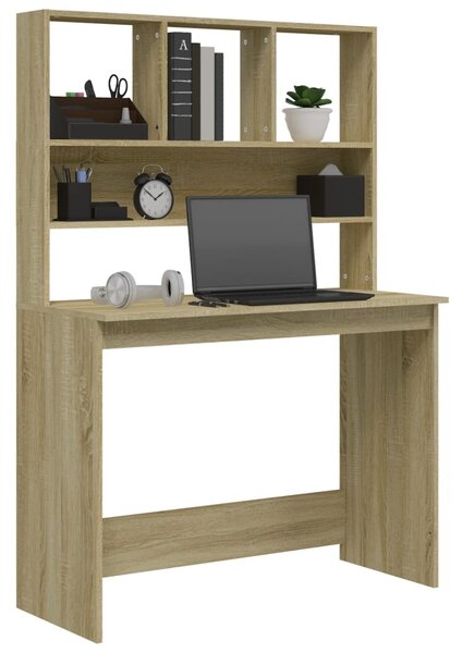 Sonoma tölgy szerelt fa íróasztal polcokkal 102 x 45 x 148 cm