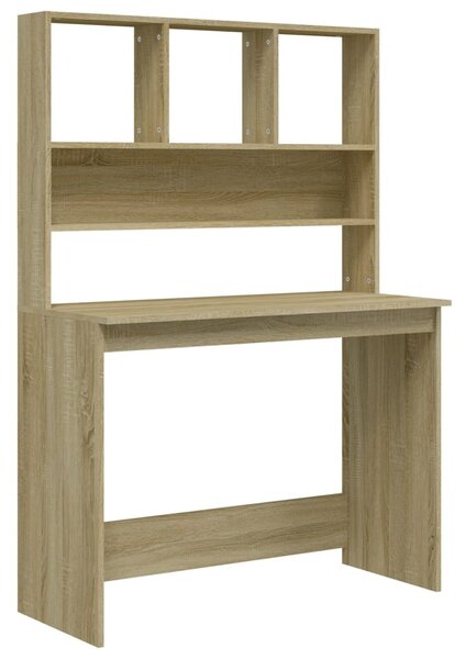 Sonoma tölgy szerelt fa íróasztal polcokkal 102 x 45 x 148 cm