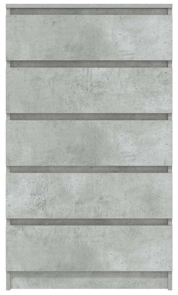 Betonszürke szerelt fa fiókos szekrény 60 x 36 x 103 cm