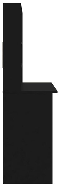 Fekete szerelt fa íróasztal polcokkal 102 x 45 x 148 cm