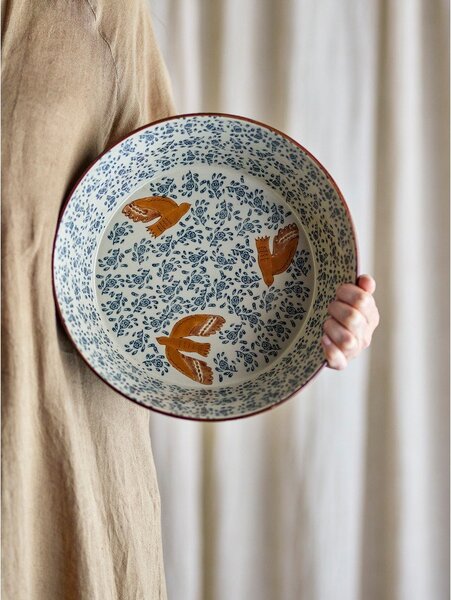 Kék kerámia tál ø 28 cm Hezha – Bloomingville