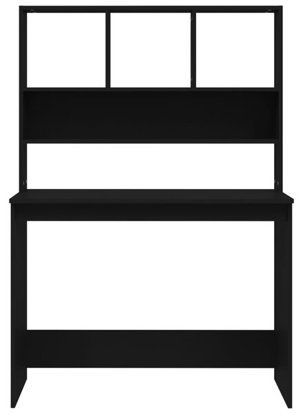 Fekete szerelt fa íróasztal polcokkal 102 x 45 x 148 cm