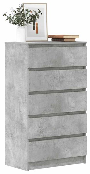Betonszürke szerelt fa fiókos szekrény 60 x 36 x 103 cm