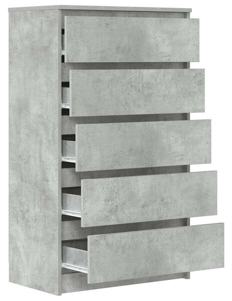 Betonszürke szerelt fa fiókos szekrény 60 x 36 x 103 cm