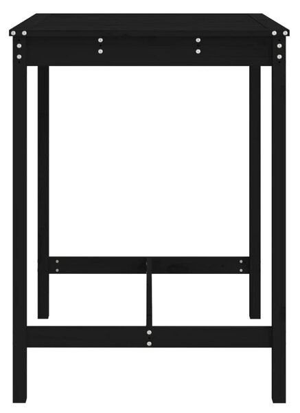 Fekete tömör fenyőfa kerti asztal 82,5x82,5x110 cm