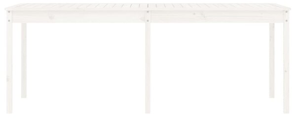Fehér tömör fenyőfa kerti asztal 203,5 x 100 x 76 cm