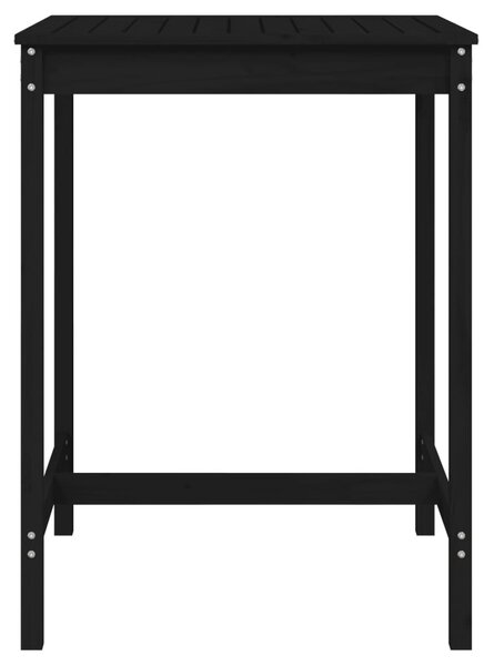 Fekete tömör fenyőfa kerti asztal 82,5x82,5x110 cm