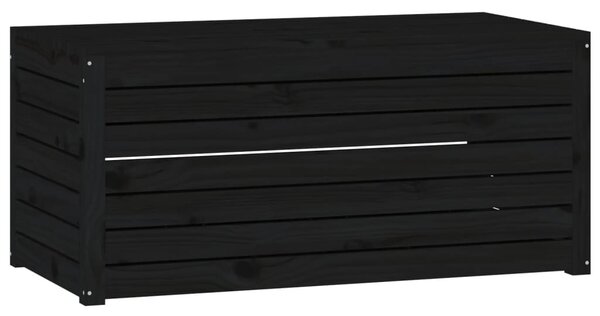 Fekete tömör fenyőfa kerti láda 101 x 50,5 x 46,5 cm