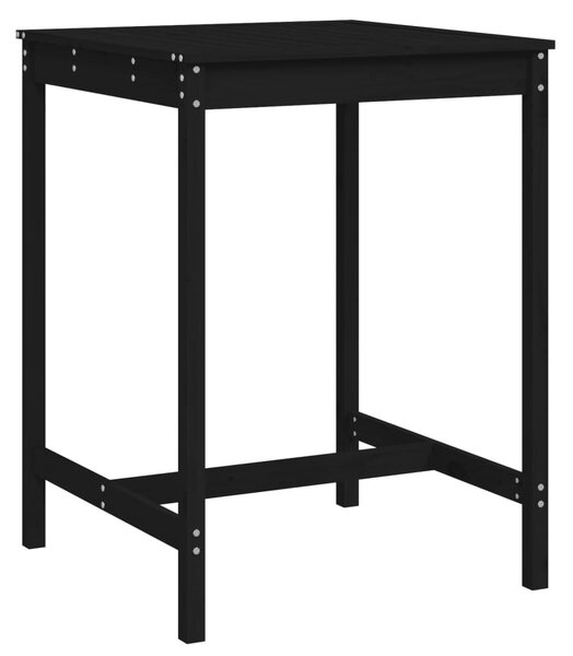 Fekete tömör fenyőfa kerti asztal 82,5x82,5x110 cm