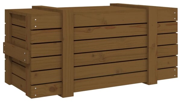 Mézbarna tömör fenyőfa tárolóláda 91 x 40,5 x 42 cm