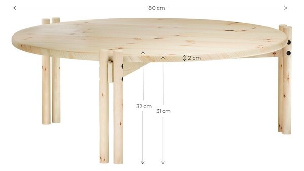 Piros borovi fenyő kerek dohányzóasztal ø 80 cm Sticks – Karup Design