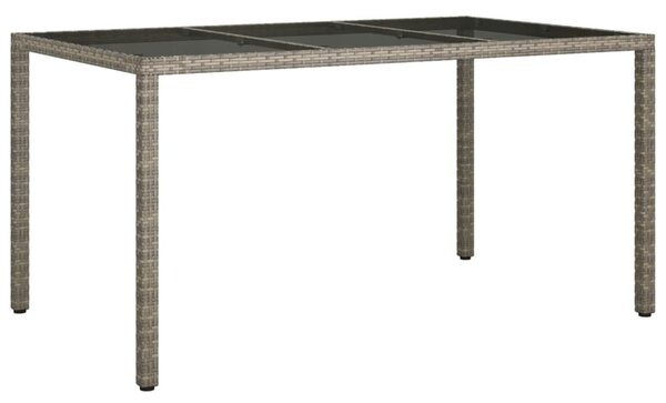 Szürke polyrattan és edzett üveg kerti asztal 150 x 90 x 75 cm